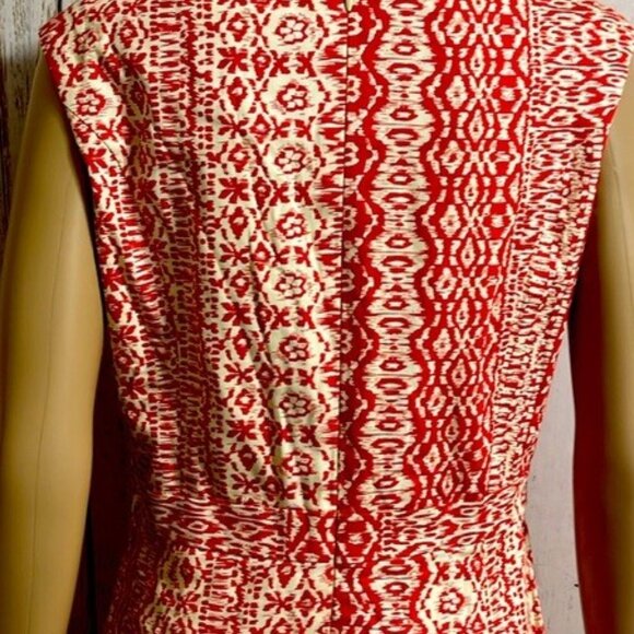Ellen Tracy Sleeveless Sheath Dress, Red and Cream, Size 6 - Picture 5 of 11